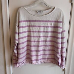 Womens Vineyard Vines Size L Pink and White Stripe Ombre Sweater 100% Cotton EUC